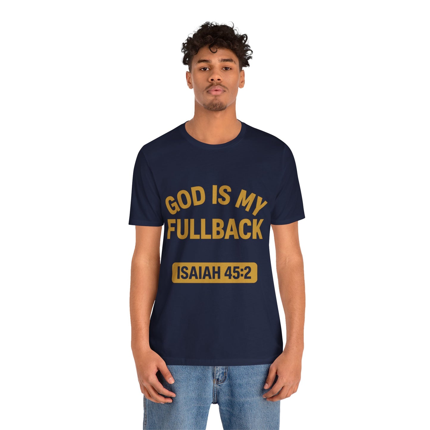 God is My Fullback Upgraded Premium Tee - Navy - Gold