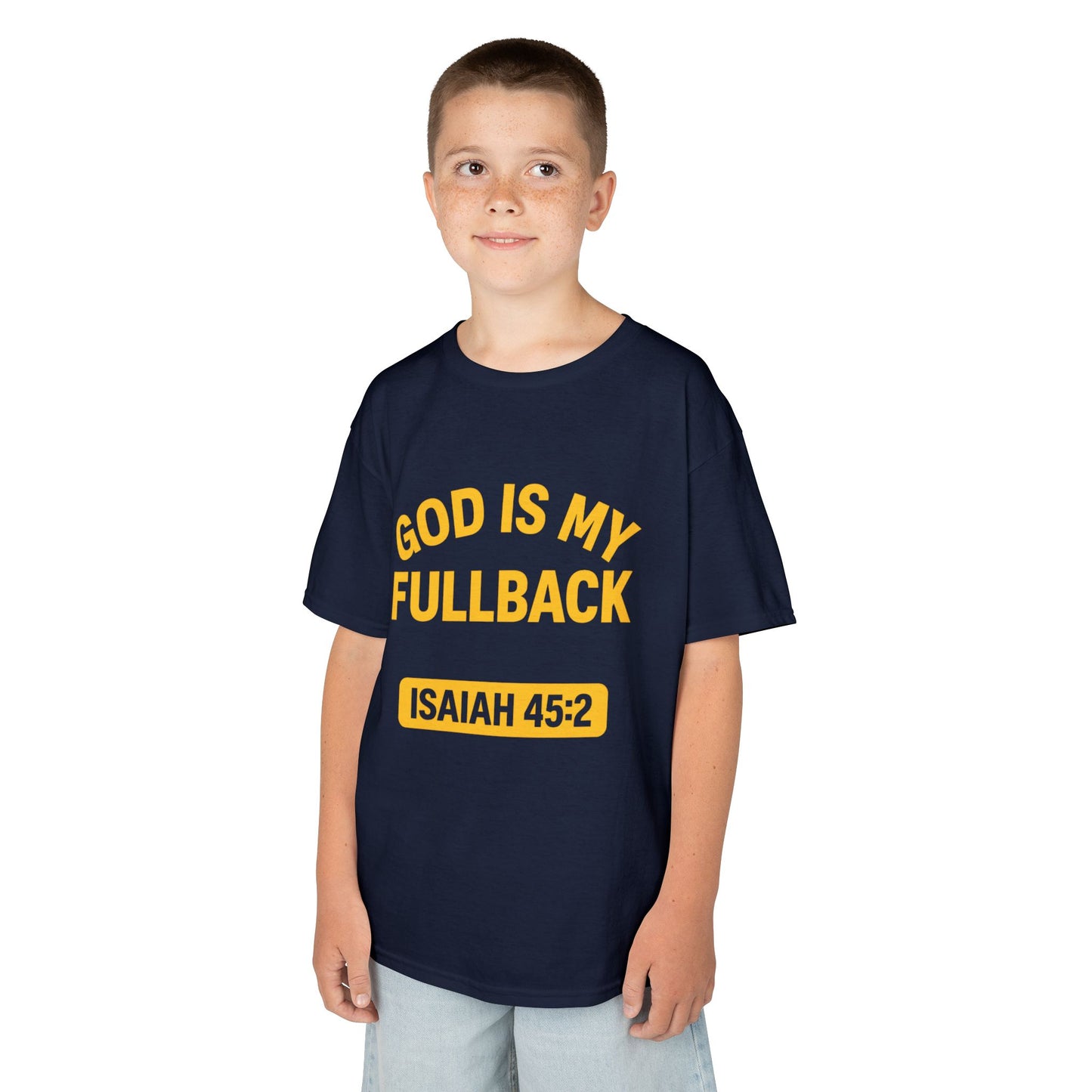 God is My Fullback Tee - Navy-Yellow - Kid's Size