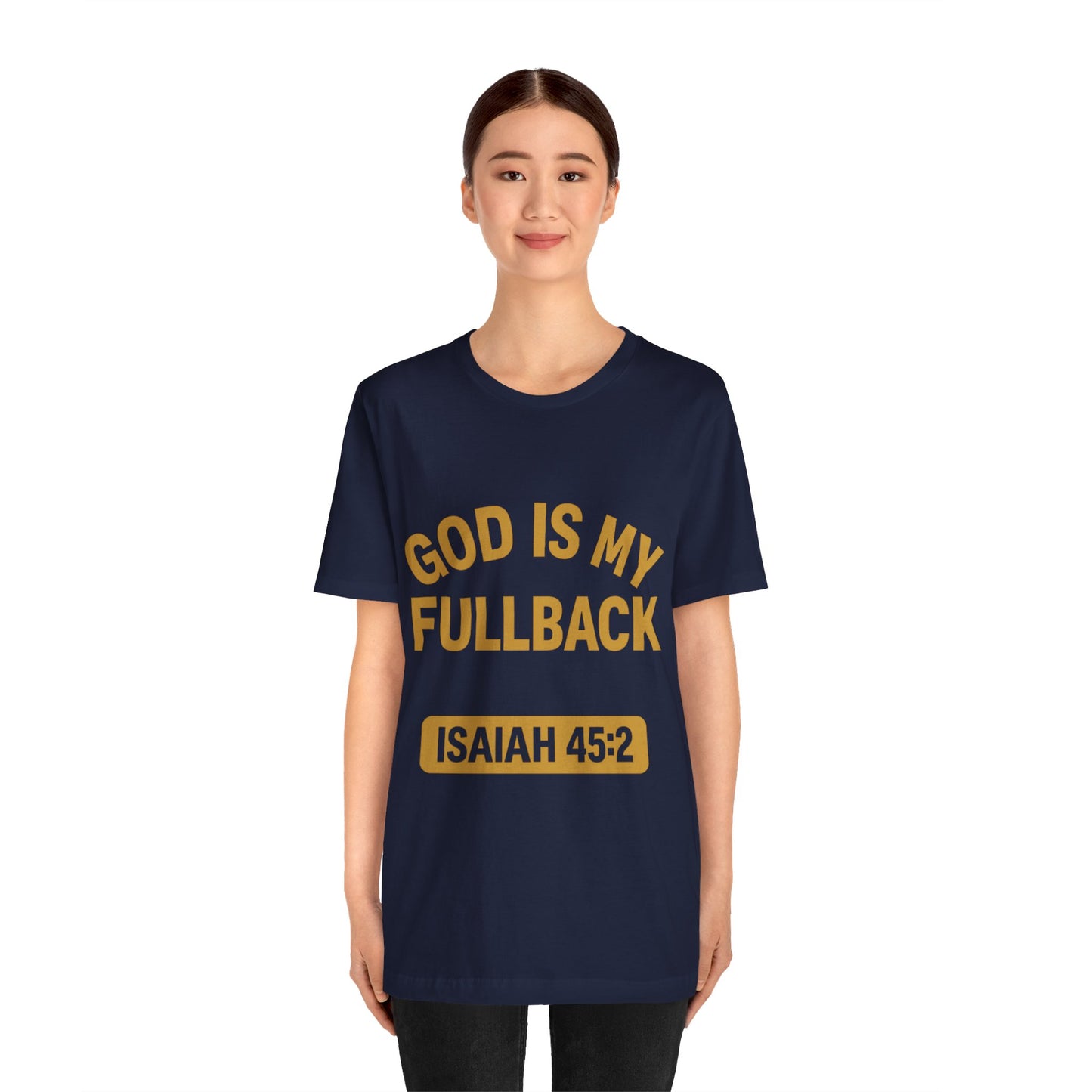 God is My Fullback Upgraded Premium Tee - Navy - Gold