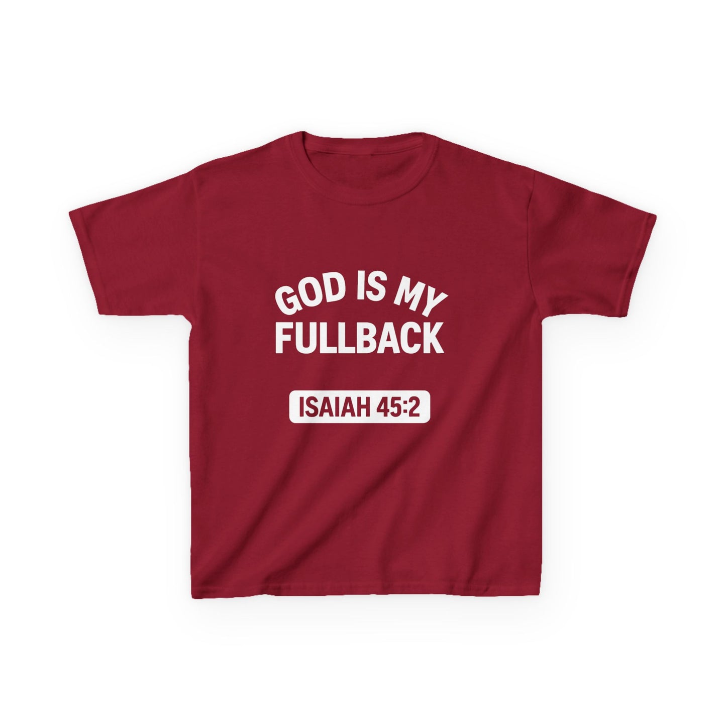 God is My Fullback Tee - Crimson-White - Kid's Size