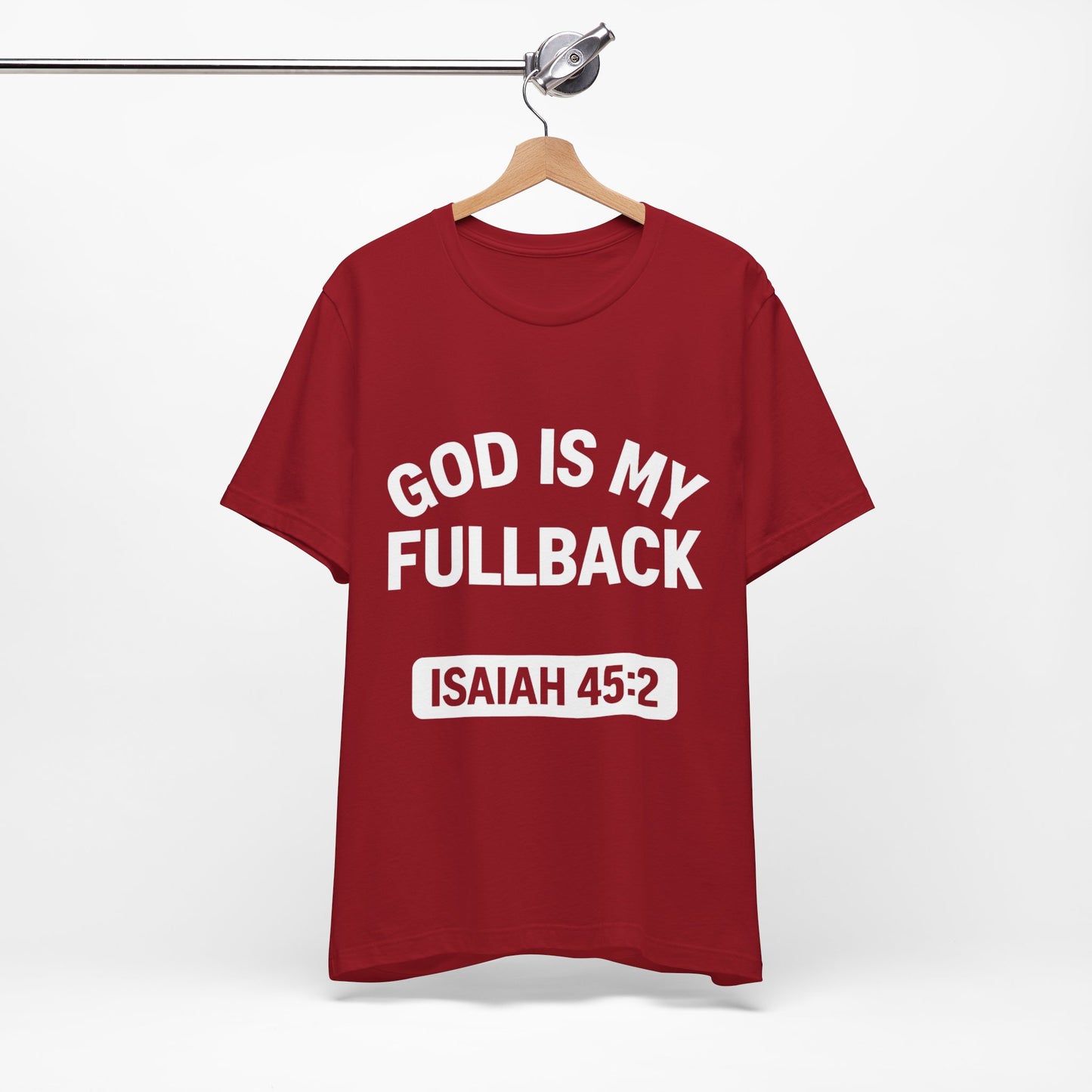 God is My Fullback Upgraded Premium Tee - Crimson - White