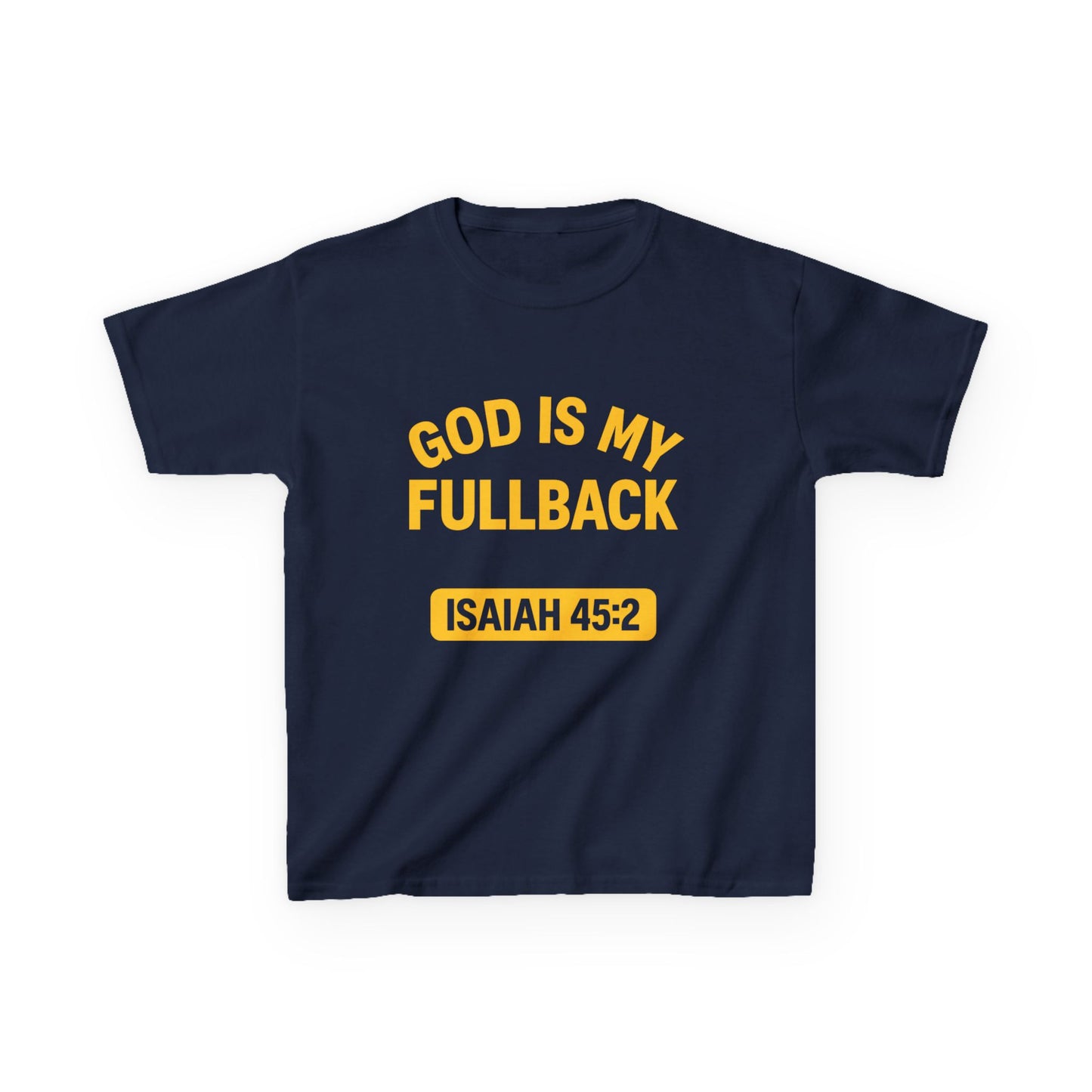 God is My Fullback Tee - Navy-Yellow - Kid's Size