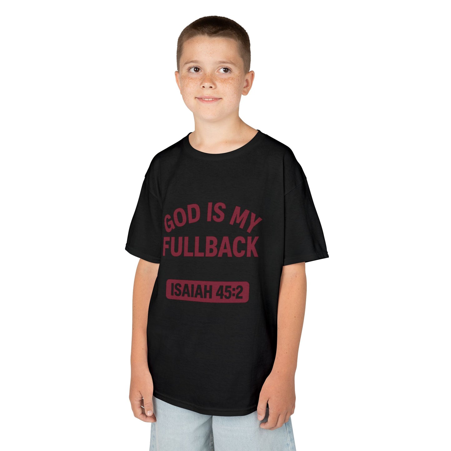 God is My Fullback Tee - Black-Dark Red - Kid's Size