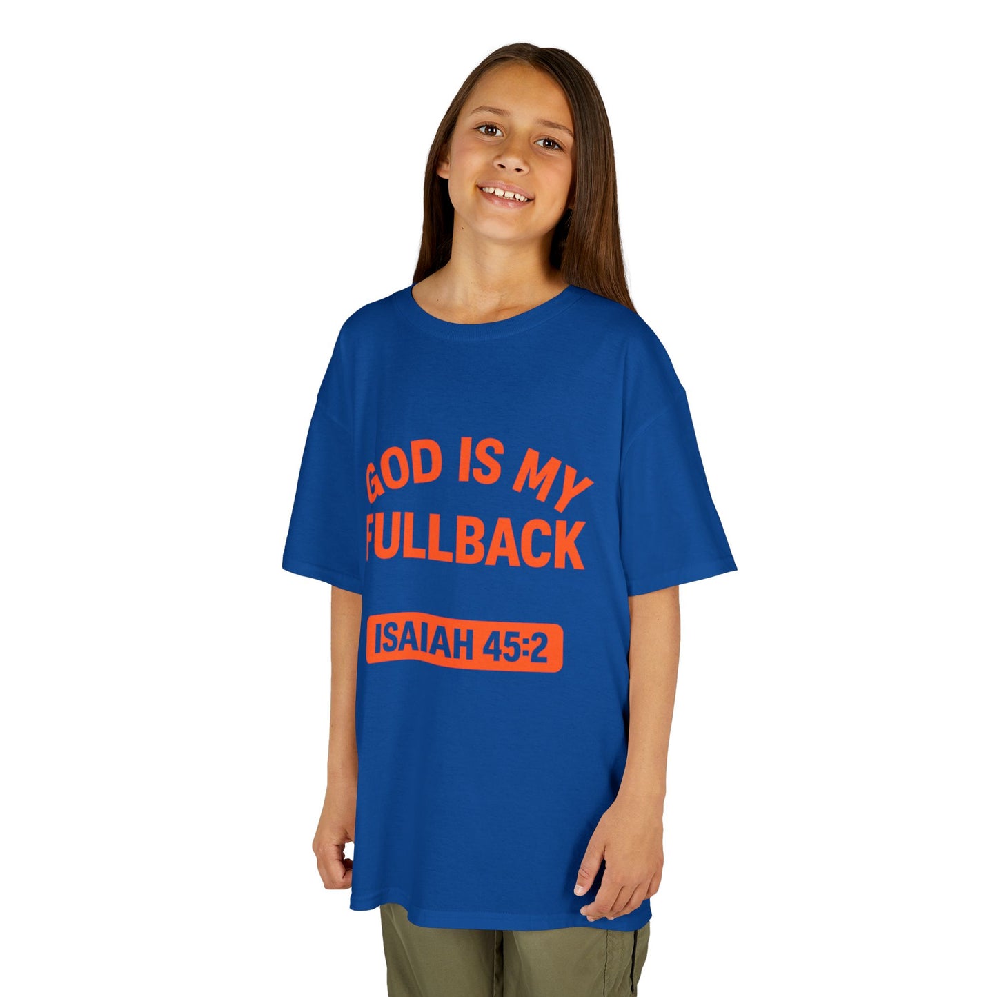 God is My Fullback Tee - Blue-Orange - Kid's Size