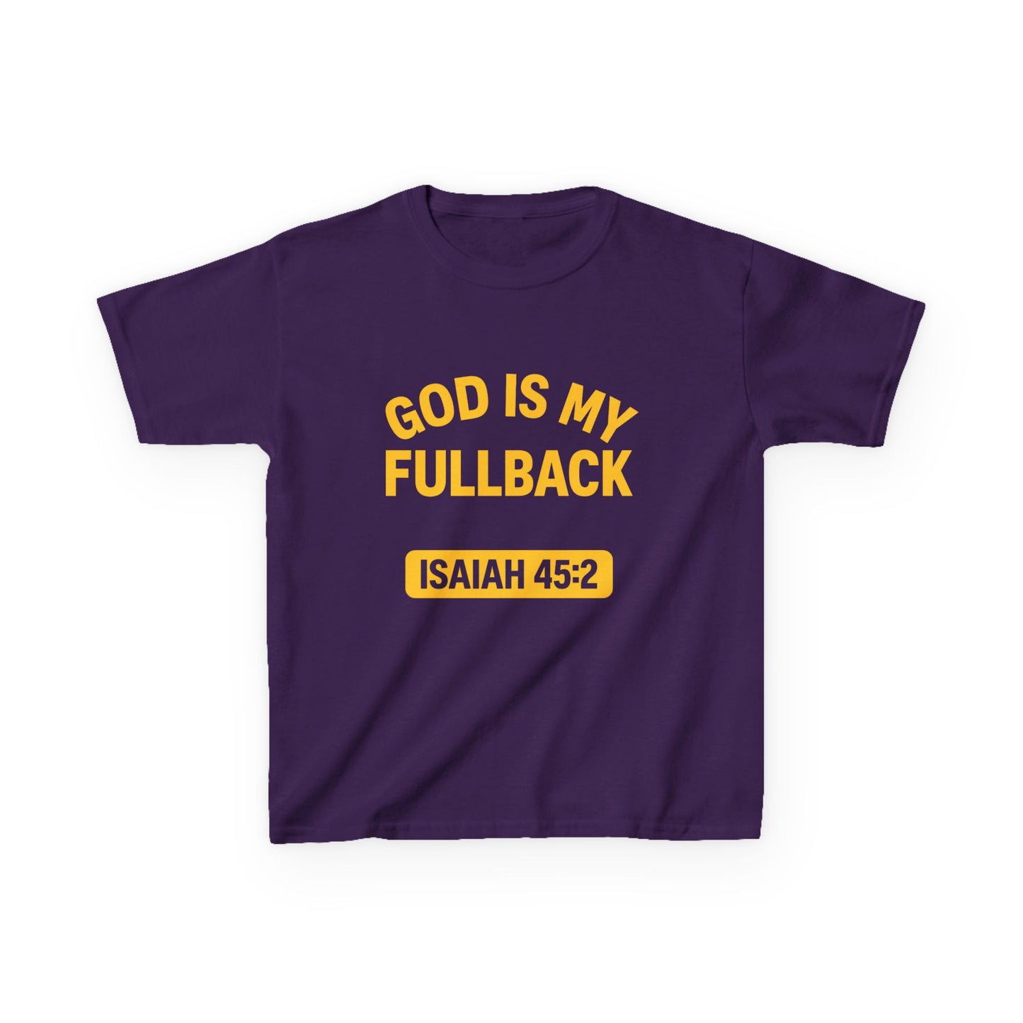 God is My Fullback Tee - Purple-Yellow- Kid's Size