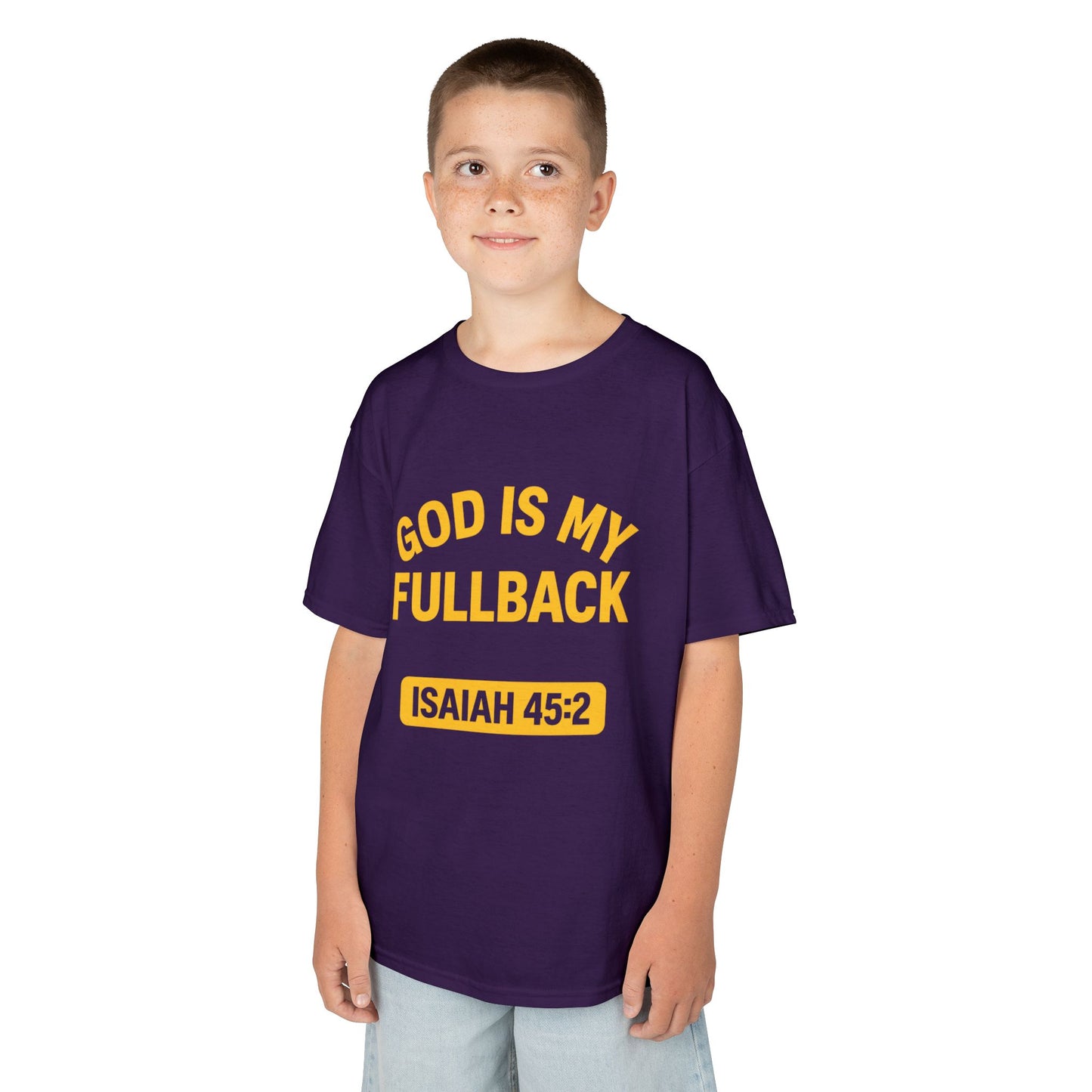 God is My Fullback Tee - Purple-Yellow- Kid's Size