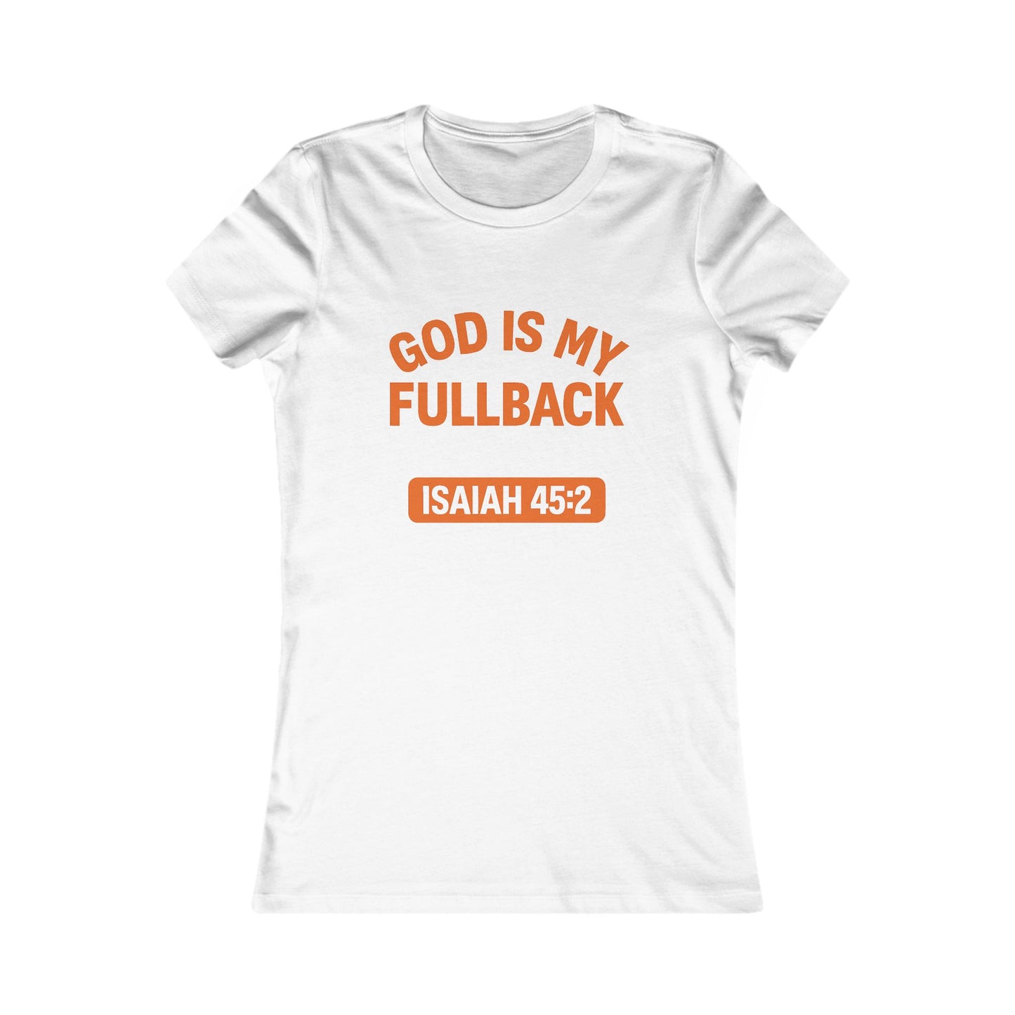 God is My Fullback Tee - White-Burnt Orange - Women's