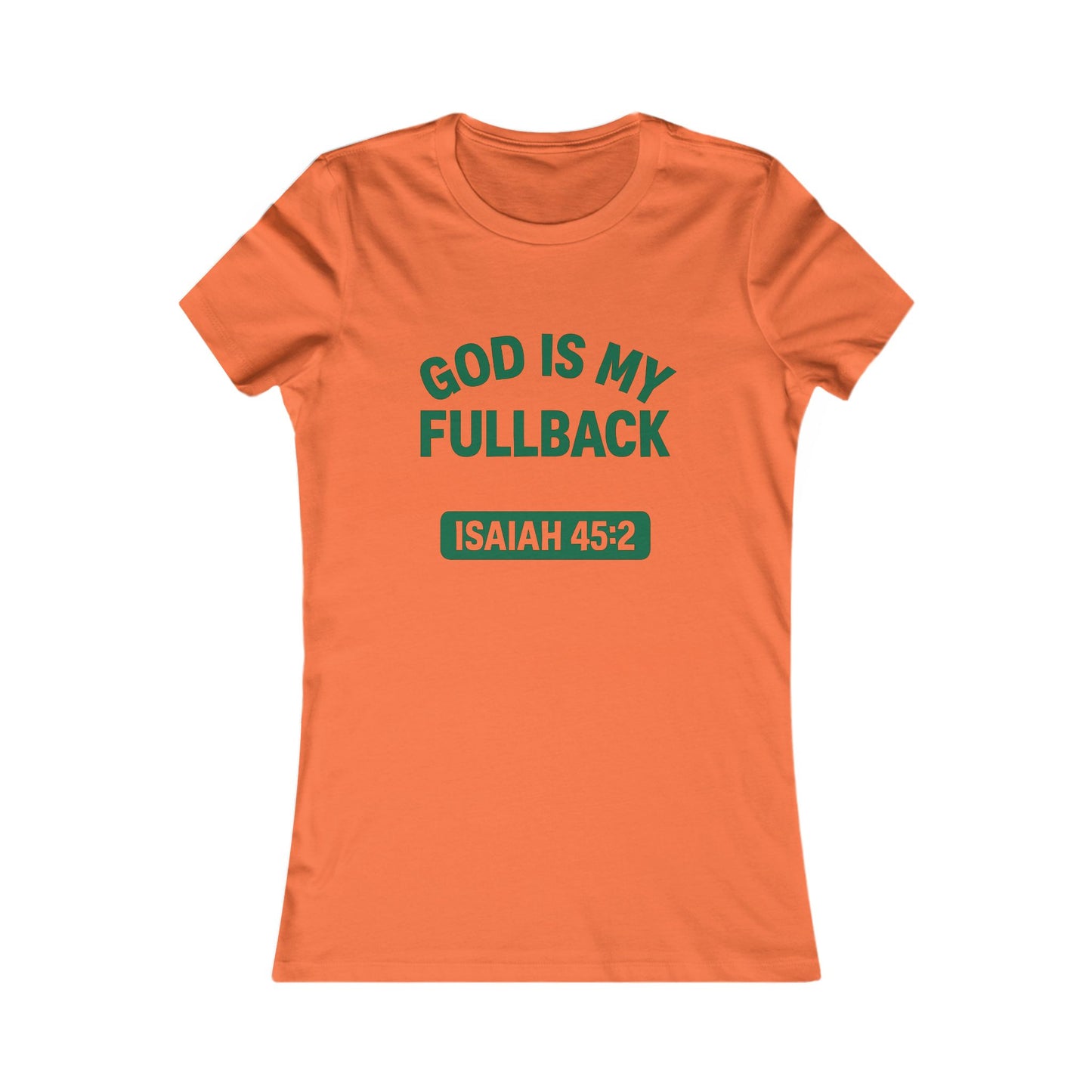 God is My Fullback Tee - Orange-Green - Women's
