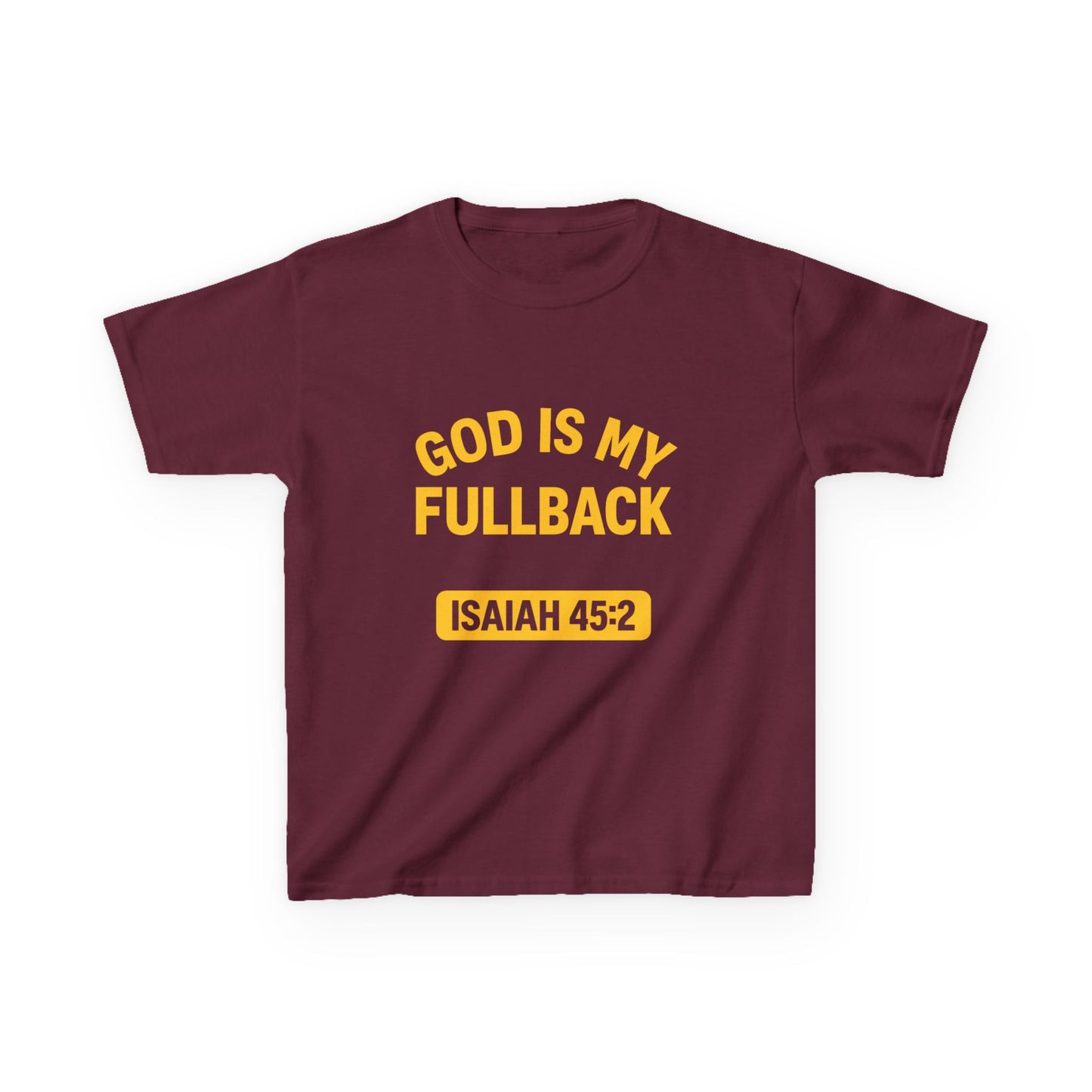 God is My Fullback Tee - Crimson-Yellow - Kid's Size