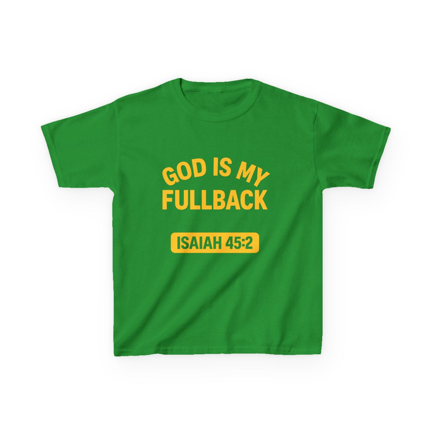 God is My Fullback Tee - Green-Yellow- Kid's Size