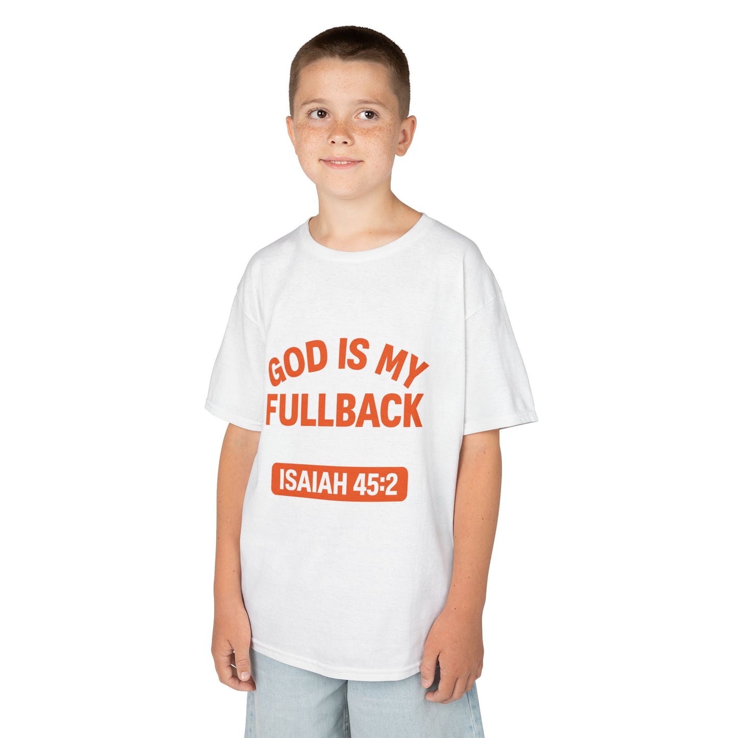 God is My Fullback Tee - White-Burnt Orange - Kid's Size