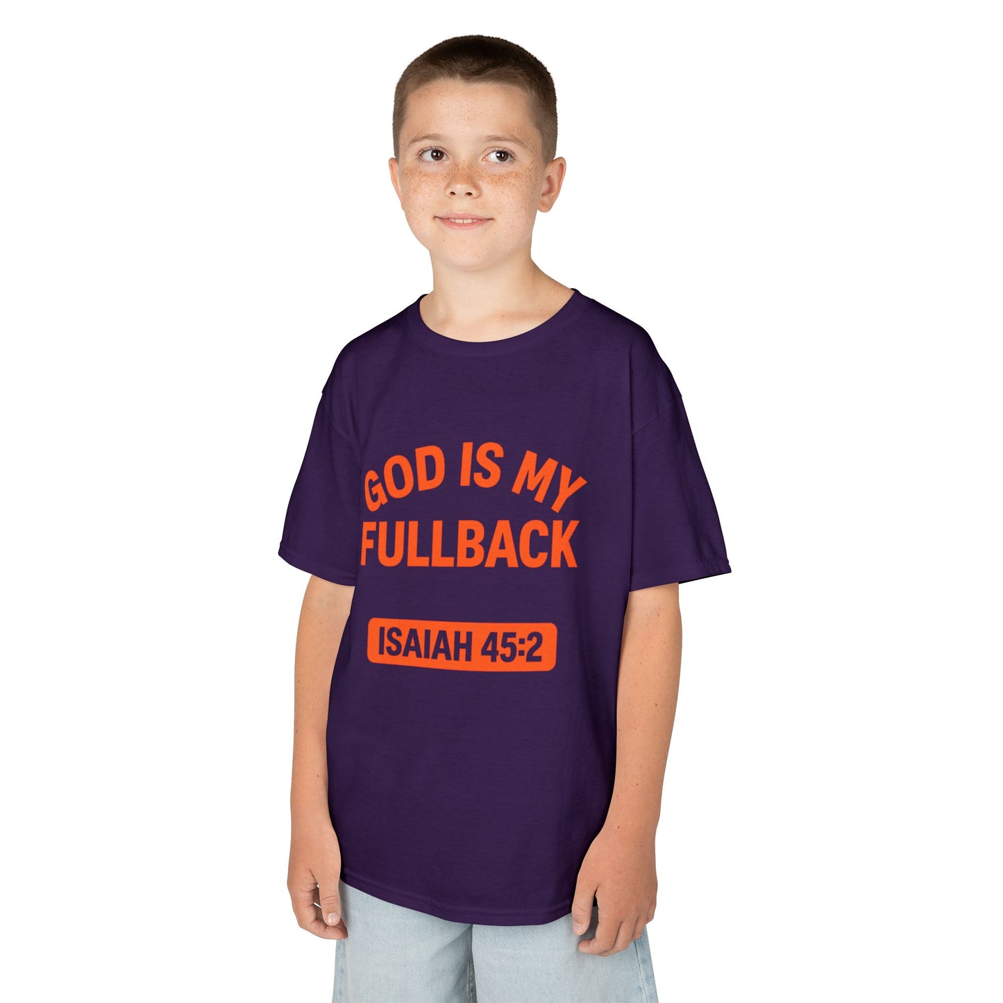 God is My Fullback Tee - Purple-Orange - Kid's Size