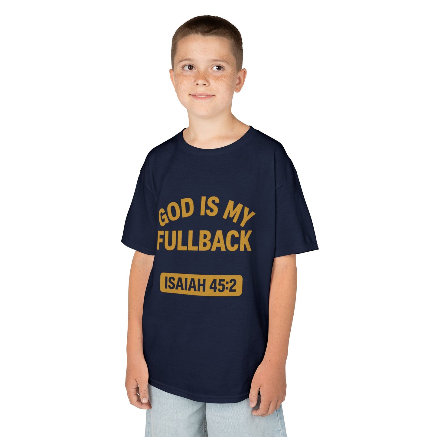 God is My Fullback Tee - Navy-Gold - Kid's Size