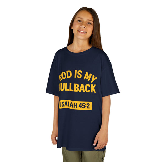 God is My Fullback Tee - Navy-Yellow - Kid's Size