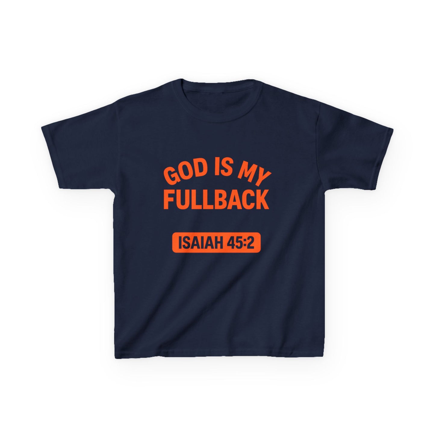 God is My Fullback Tee - Navy-Orange - Kid's Size