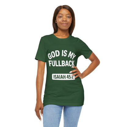 God is My Fullback Upgraded Premium Tee - Dark Green - White