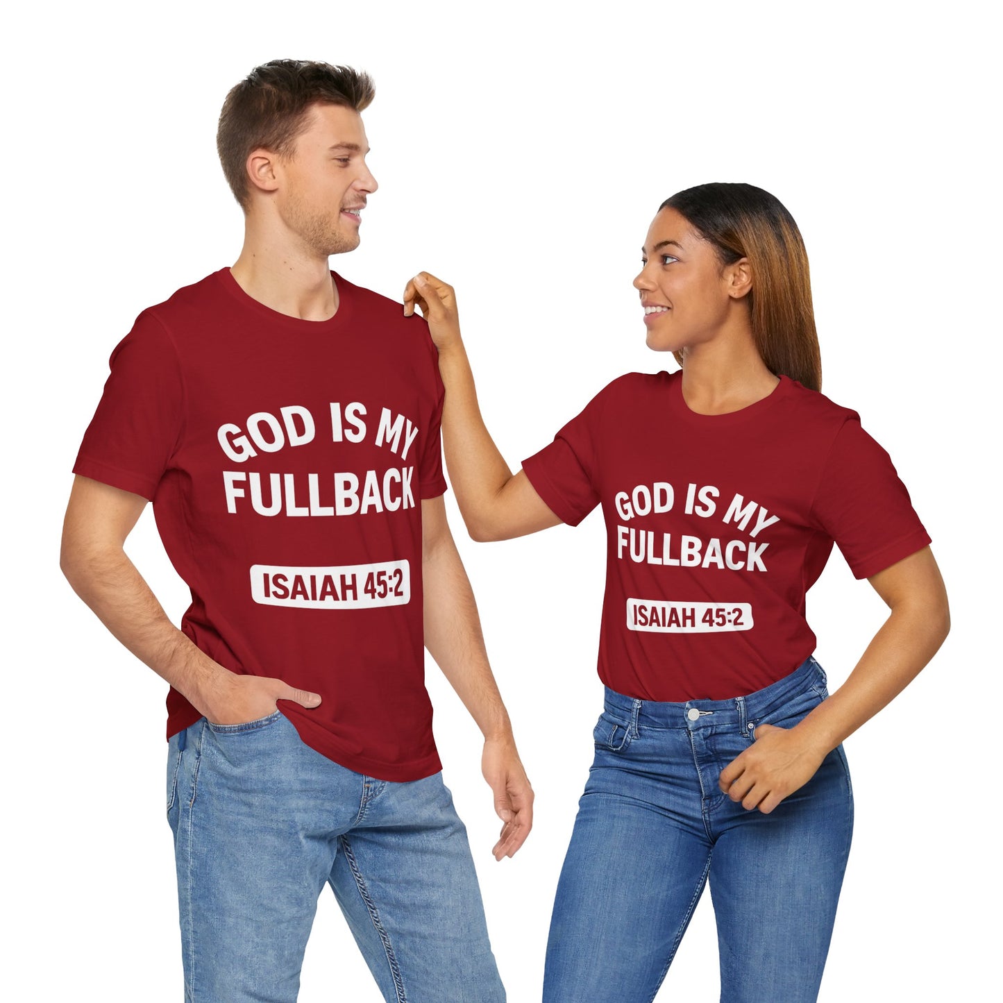 God is My Fullback Upgraded Premium Tee - Crimson - White