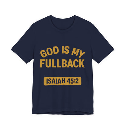 God is My Fullback Upgraded Premium Tee - Navy - Gold