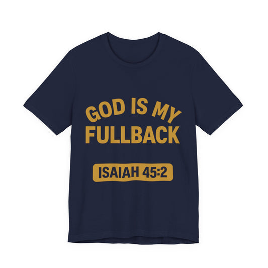 God is My Fullback Upgraded Premium Tee - Navy - Gold