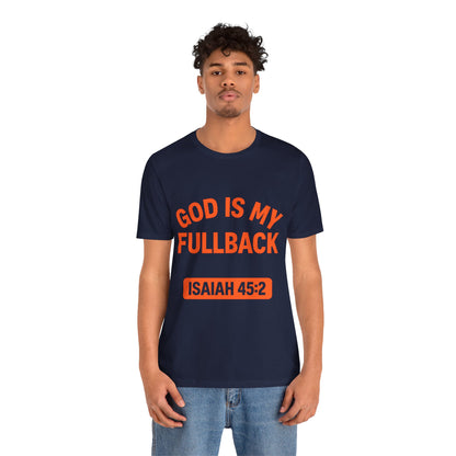 God is My Fullback Upgraded Premium Tee - Navy - Orange