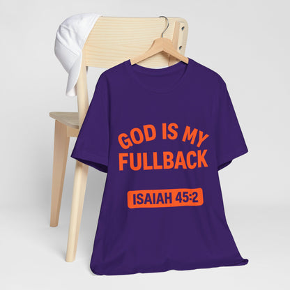 God is My Fullback Upgraded Premium Tee - Purple - Orange