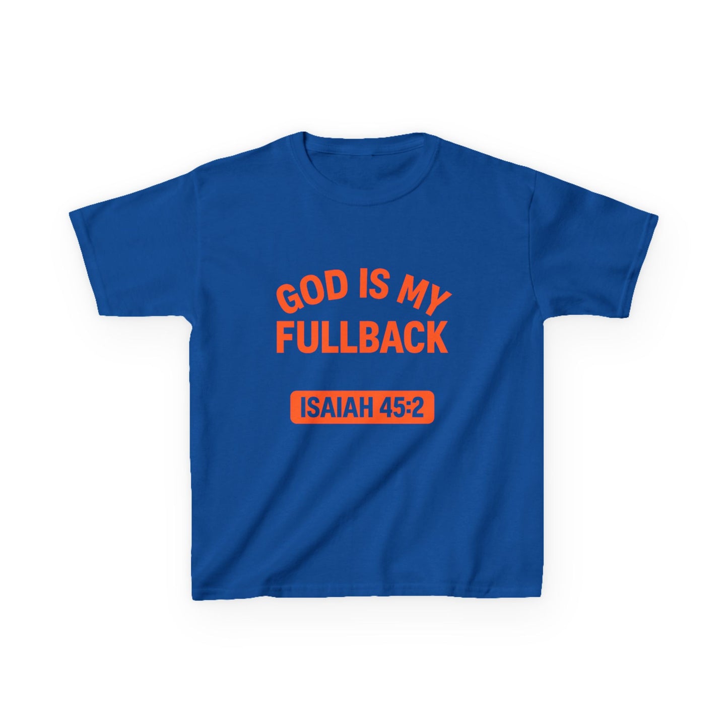 God is My Fullback Tee - Blue-Orange - Kid's Size