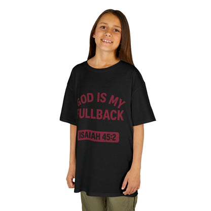 God is My Fullback Tee - Black-Dark Red - Kid's Size