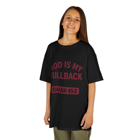 God is My Fullback Tee - Black-Dark Red - Kid's Size