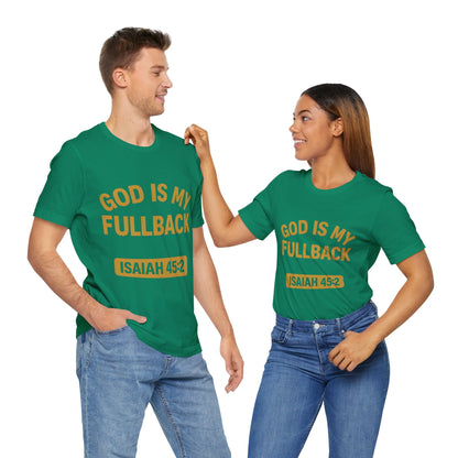 God is My Fullback Upgraded Premium Tee - Green - Gold