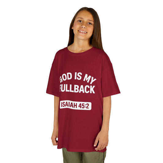 God is My Fullback Tee - Crimson-White - Kid's Size