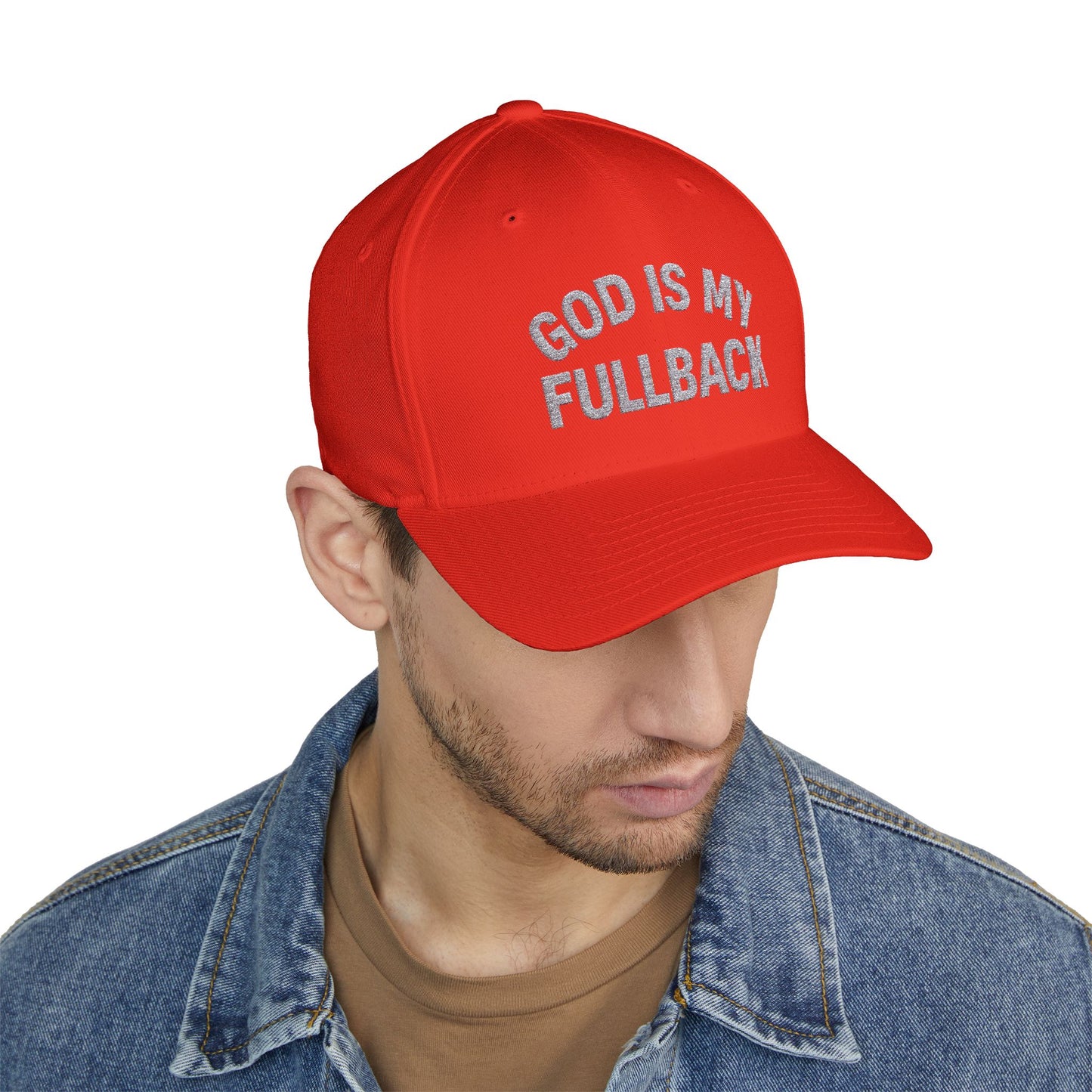 God is My Fullback Hat - Red-Grey