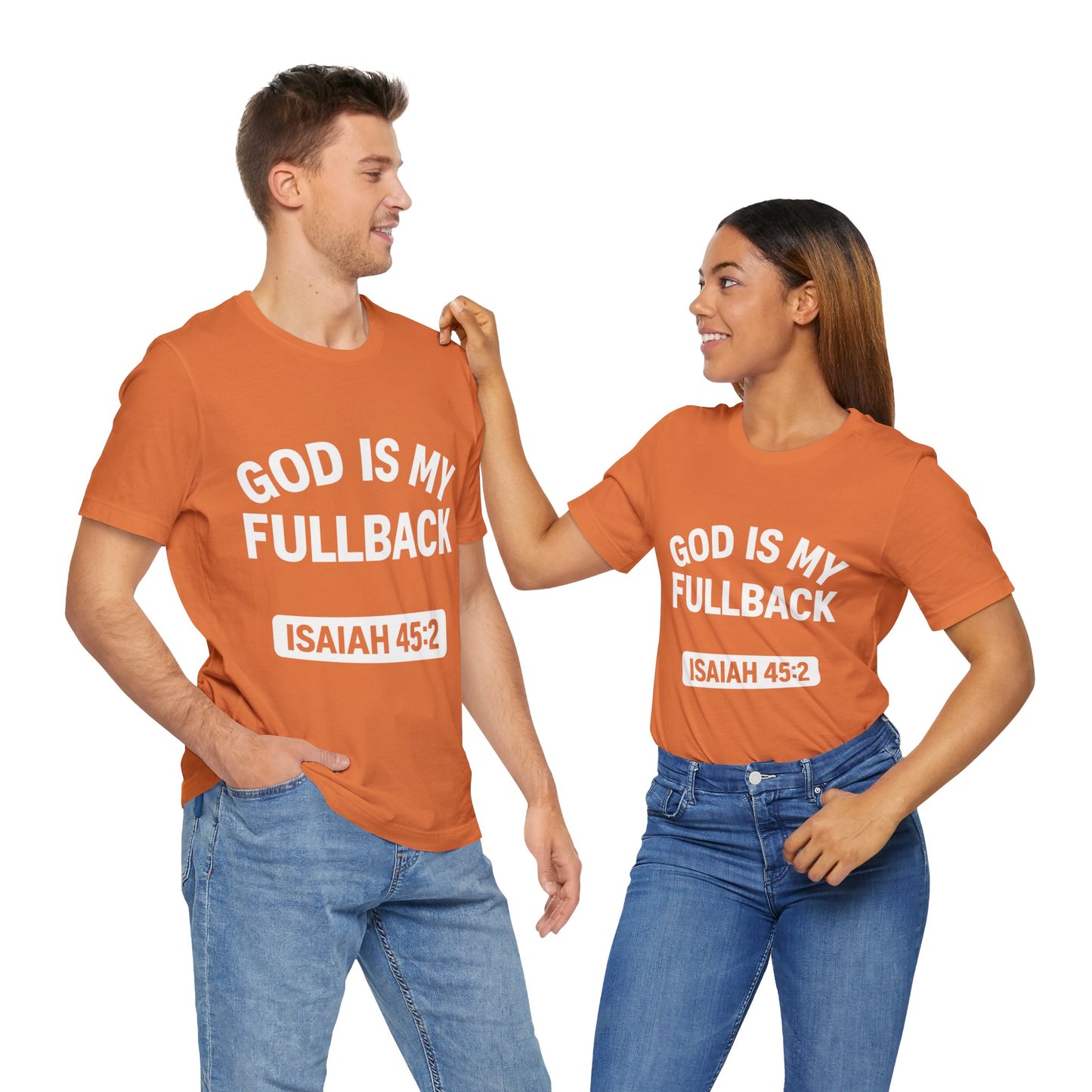 God is My Fullback Upgraded Premium Tee - Burnt Orange - White