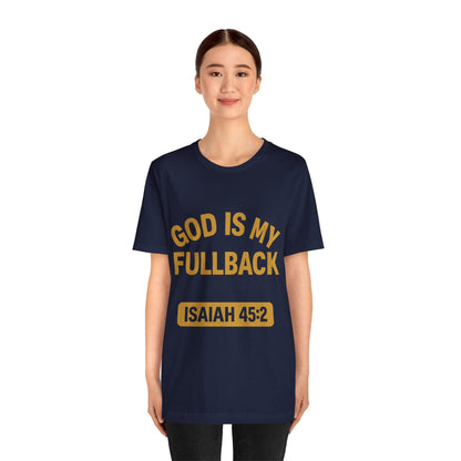 God is My Fullback Upgraded Premium Tee - Navy - Gold