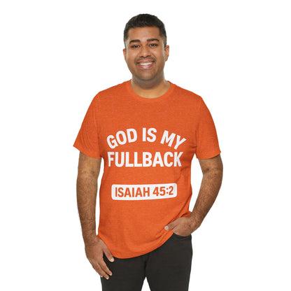 God is My Fullback Upgraded Premium Tee - Heather Orange - White