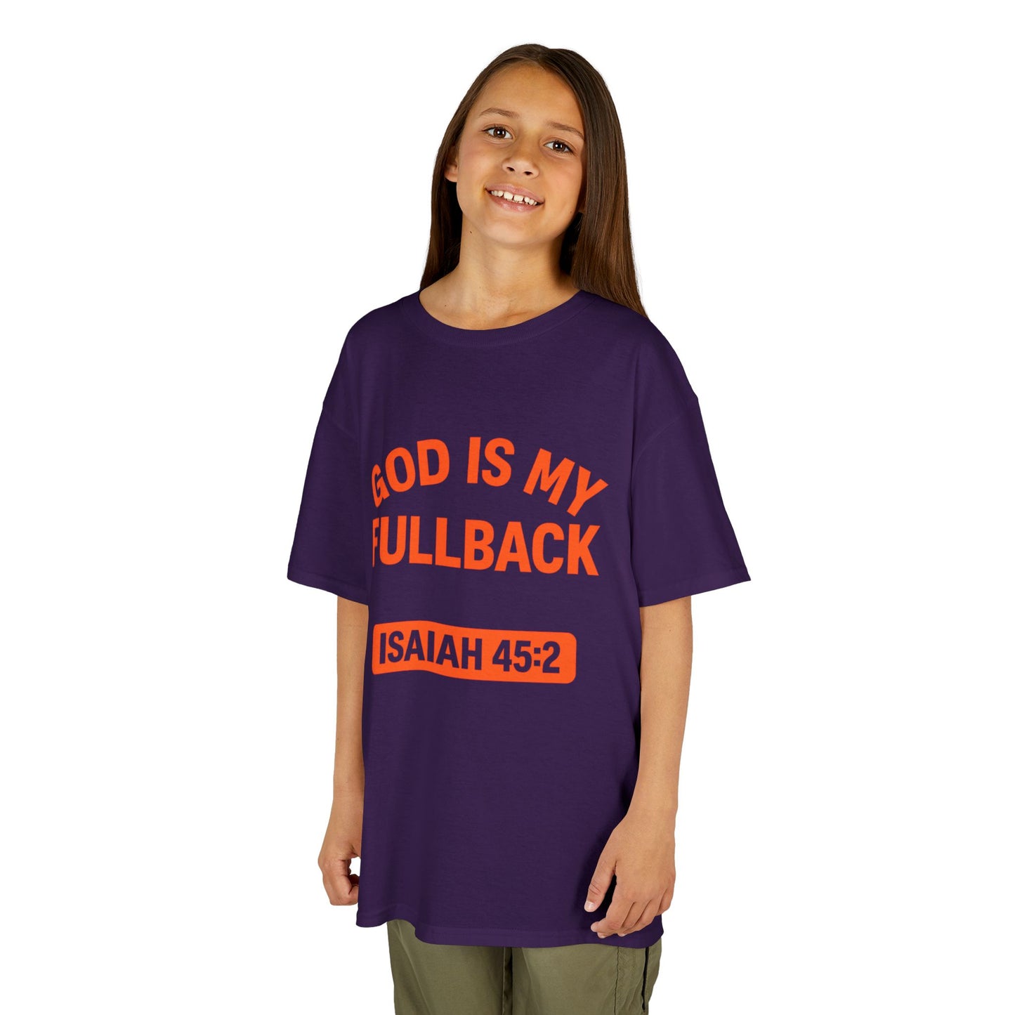 God is My Fullback Tee - Purple-Orange - Kid's Size