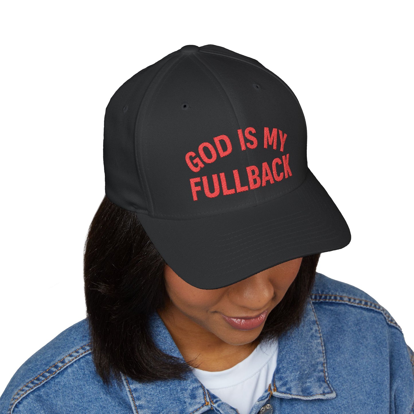 God is My Fullback Hat - Black-Dark Red