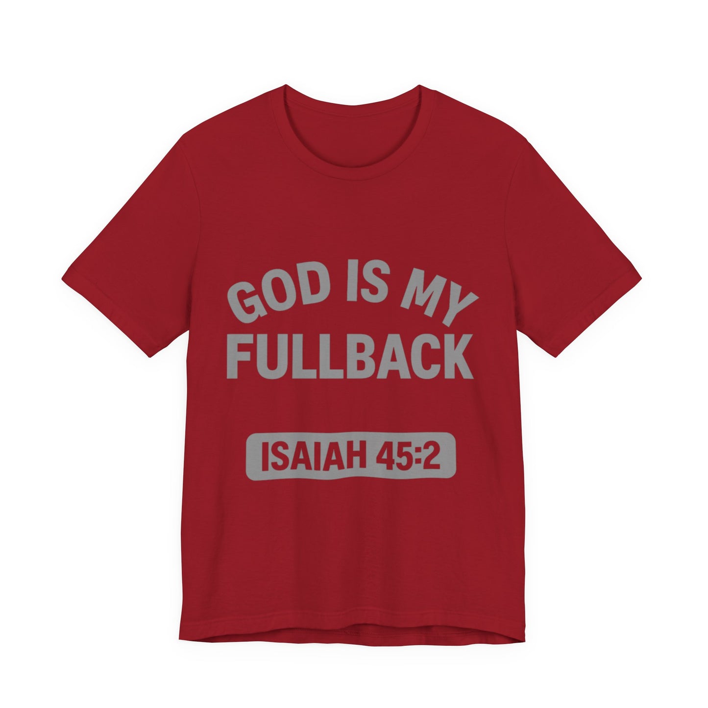 God is My Fullback Upgraded Premium Tee - Crimson - Grey