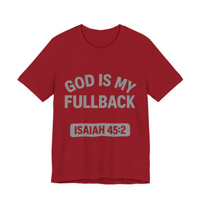 God is My Fullback Upgraded Premium Tee - Crimson - Grey