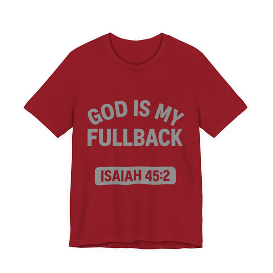 God is My Fullback Upgraded Premium Tee - Crimson - Grey