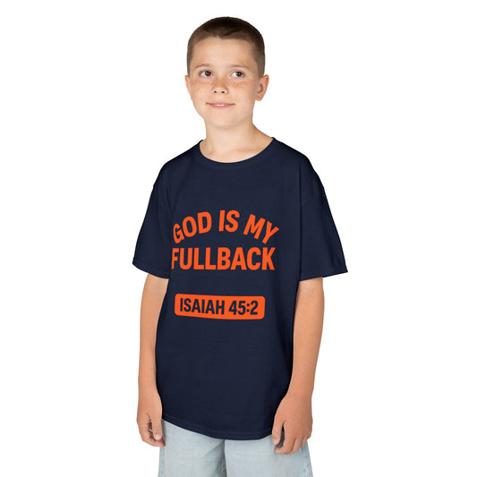 God is My Fullback Tee - Navy-Orange - Kid's Size