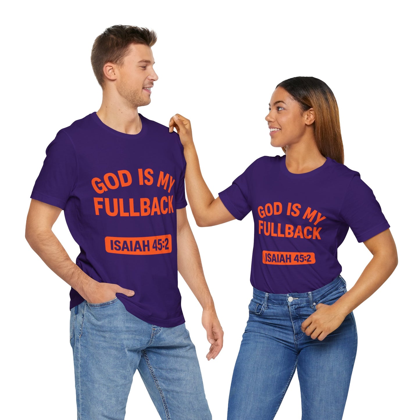 God is My Fullback Upgraded Premium Tee - Purple - Orange