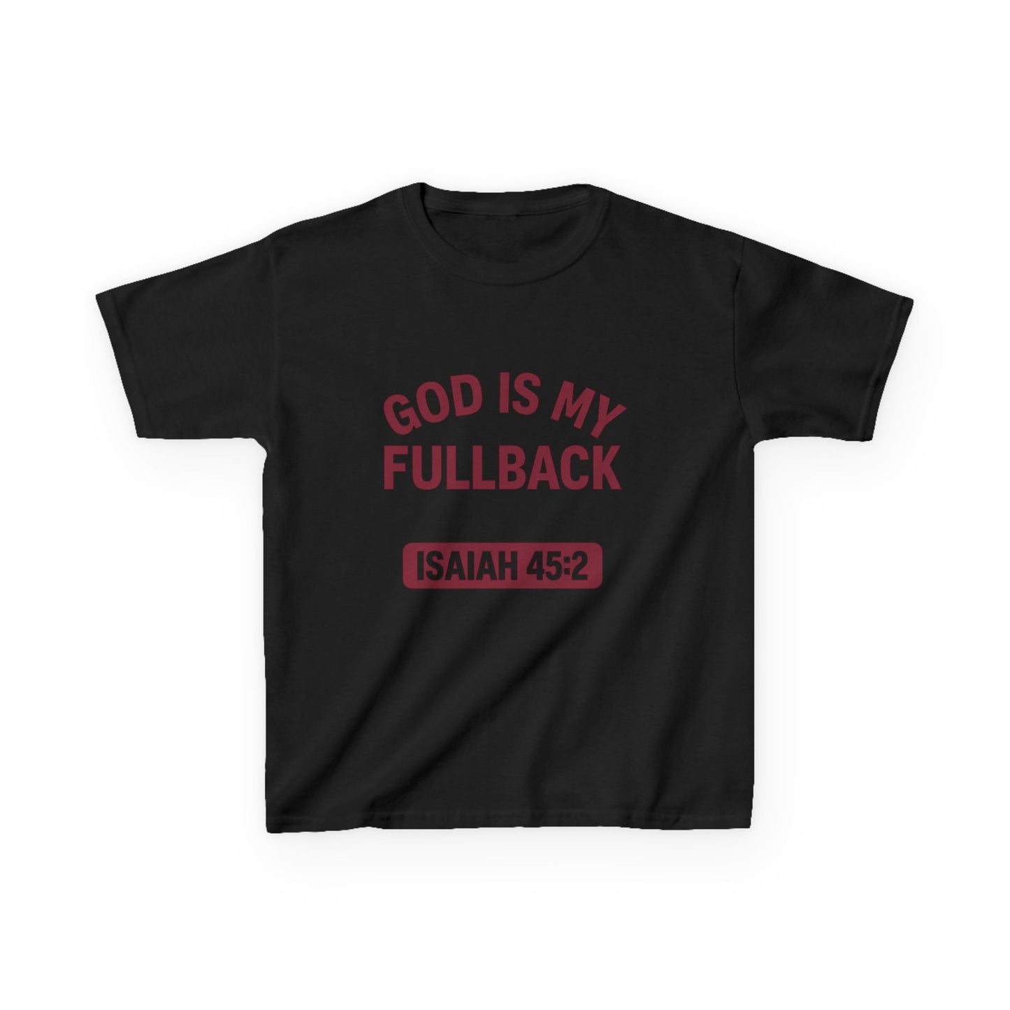 God is My Fullback Tee - Black-Dark Red - Kid's Size