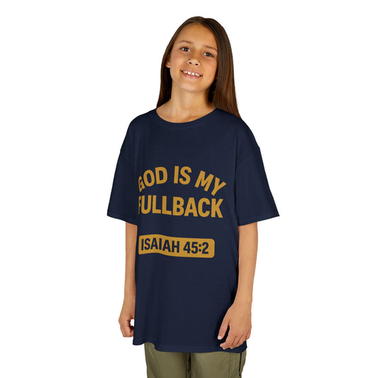 God is My Fullback Tee - Navy-Gold - Kid's Size