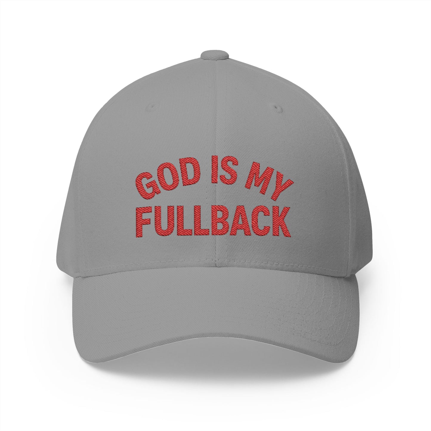 God is My Fullback Hat - Grey-Dark Red
