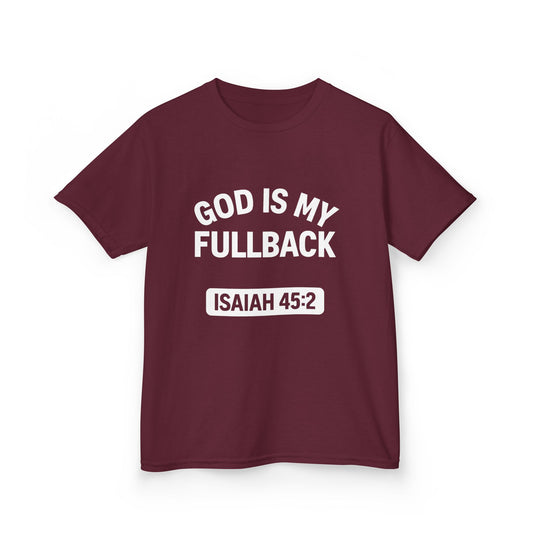 God is My Fullback Tee - Maroon-White - Kid's Size