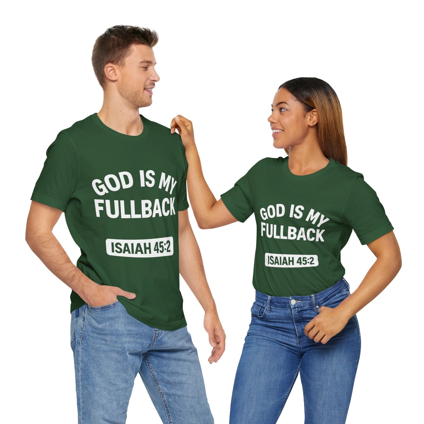 God is My Fullback Upgraded Premium Tee - Dark Green - White