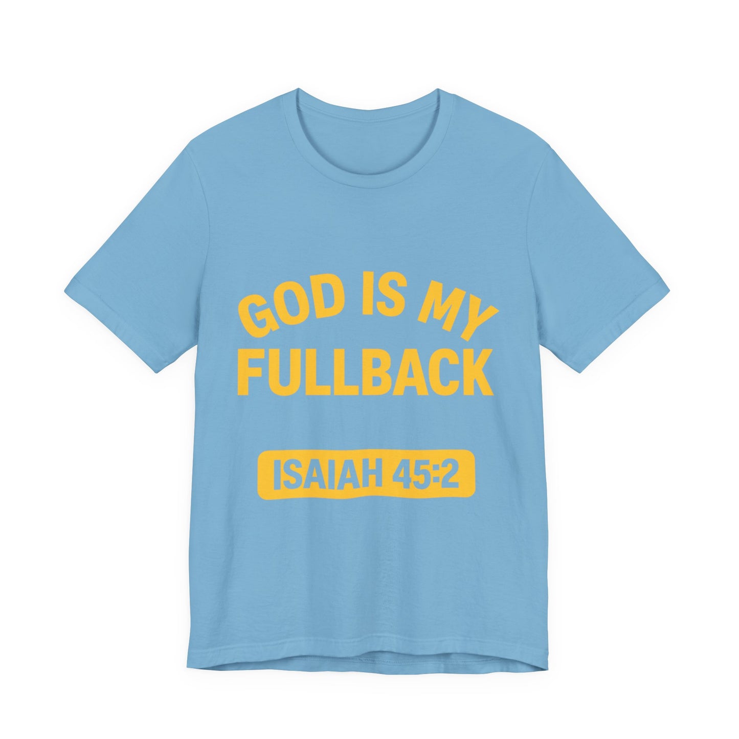 God is My Fullback Upgraded Premium Tee - Light Blue - Yellow