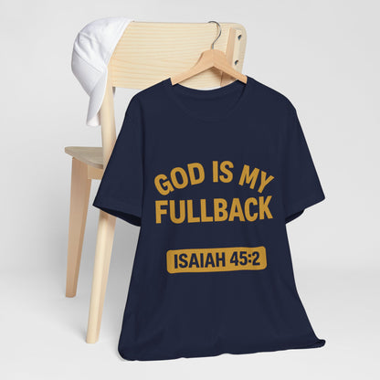 God is My Fullback Upgraded Premium Tee - Navy - Gold