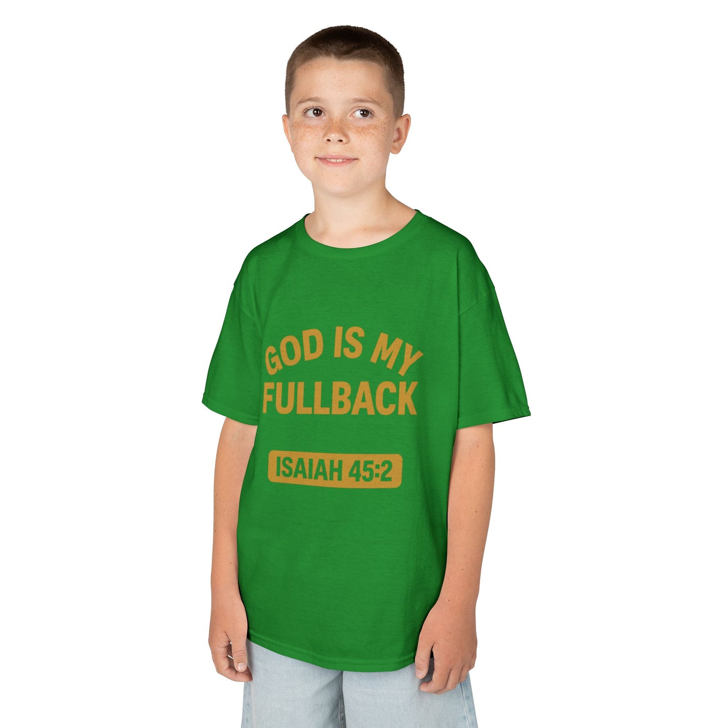 God is My Fullback Tee - Green-Gold - Kid's Size