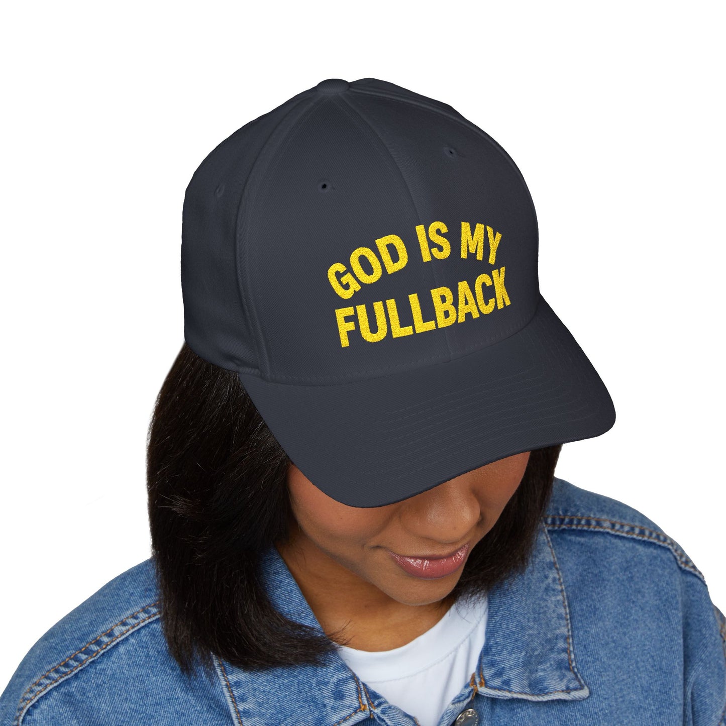 God is My Fullback Hat - Navy-Yellow